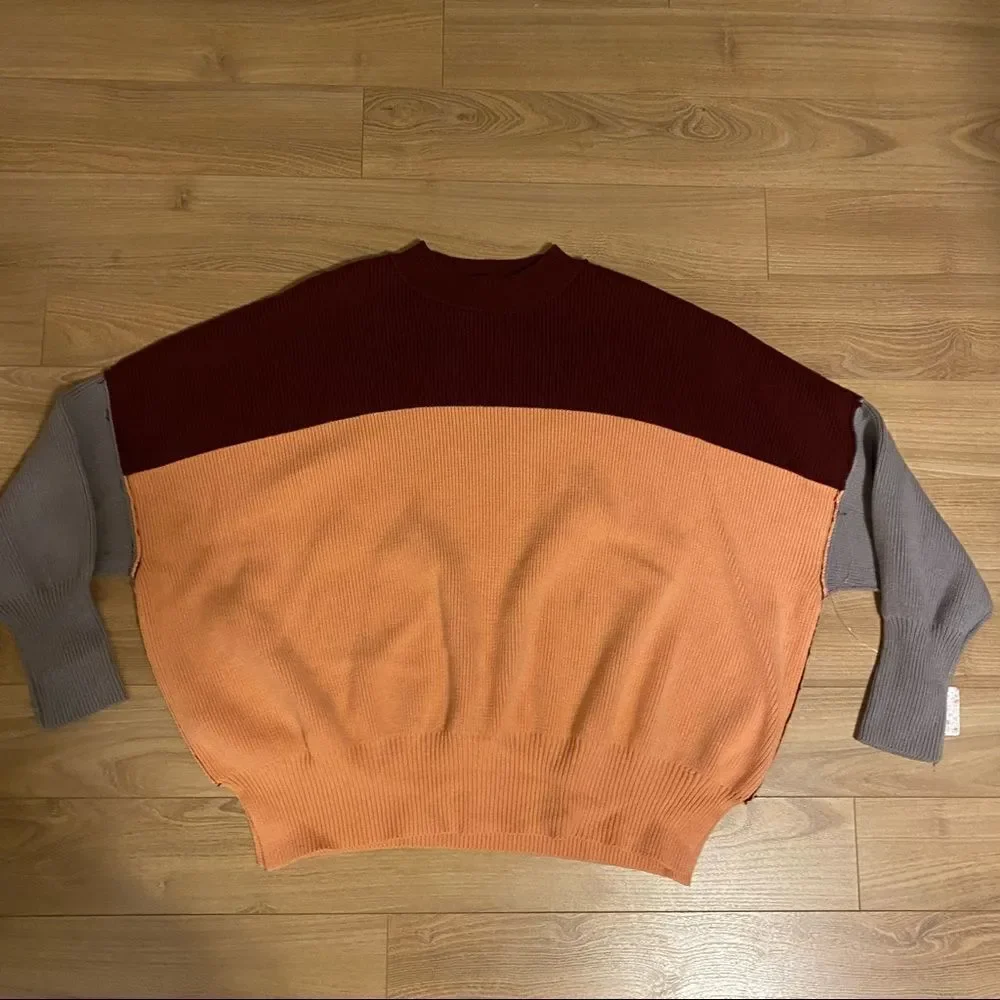 ‎Free People Easy Street Colorblock Sweater XS NWT
